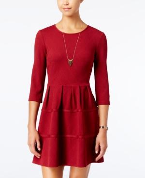 City Studios Juniors' Textured Faux-tiered Fit-and-flare Dress