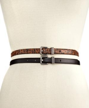 Style&co. Belt, 2 For 1 Leopard And Black Belts