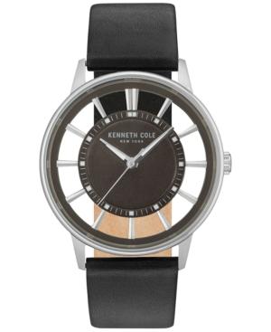 Kenneth Cole New York Men's Black Leather Strap Watch 43mm Kc14994003