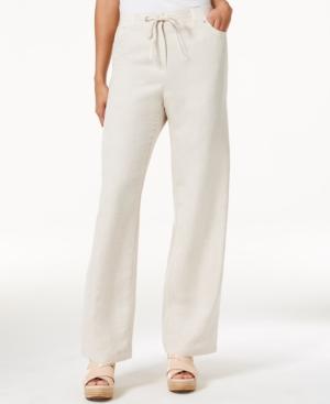 Jm Collection Petite Linen-blend Drawstring Pants, Only At Macy's
