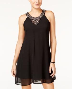 As U Wish Juniors' Embellished Halter Shift Dress