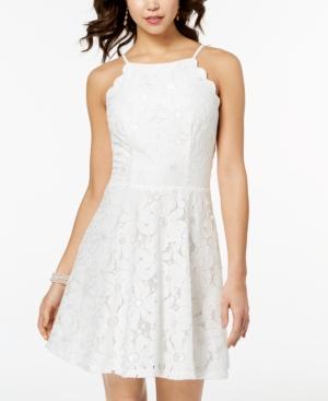 Bcx Juniors' Scalloped Daisy Lace Fit & Flare Dress