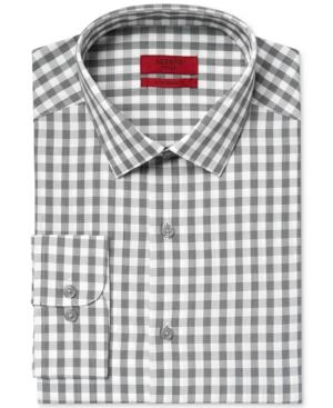 Alfani Red Fitted Performance Black Gingham Dress Shirt, Only At Macy's