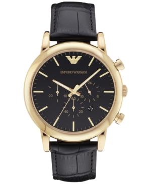 Emporio Armani Men's Luigi Chronograph Black Leather Strap Watch 46mm Ar1917