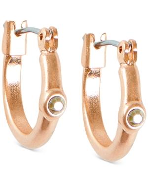 Lucky Brand Rose Gold-tone Pave Mini-hoop Earrings