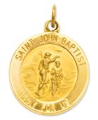 14k Gold Charm, Saint John Baptist Medal Charm