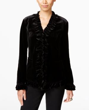 Inc International Concepts Velvet Ruffled Coat, Only At Macy's