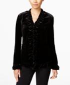 Inc International Concepts Velvet Ruffled Coat, Only At Macy's