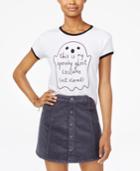 Mighty Fine Juniors' Ghost Costume Graphic Ringer T-shirt
