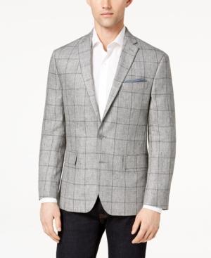 Ryan Seacrest Distinction Men's Modern-fit Gray Windowpane Sport Coat, Created For Macy's