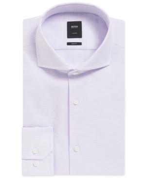 Boss Men's Tailored Slim-fit Mini-checked Cotton Dress Shirt