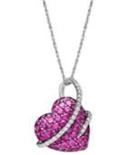 Sterling Silver Necklace, Ruby (2-1/2 Ct. T.w.) And Diamond (1/5 Ct. T.w.) Heart Pendant