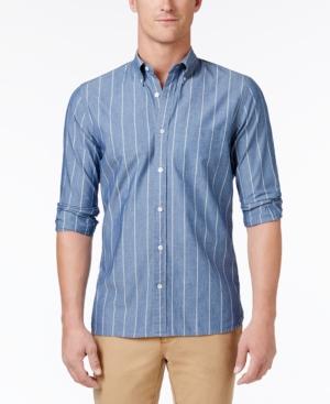Brooks Brothers Red Fleece Men's Fine Striped Chambray Cotton Shirt