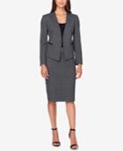 Tahari Asl Faux-leather-trim Houndstooth Skirt Suit