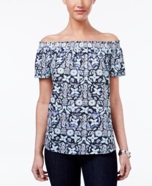 Style & Co Print Off-the-shoulder Top, Only At Macy's