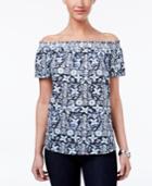Style & Co Print Off-the-shoulder Top, Only At Macy's