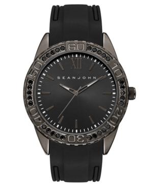 Sean John Men's Bond Black Silicone Strap Watch 48mm