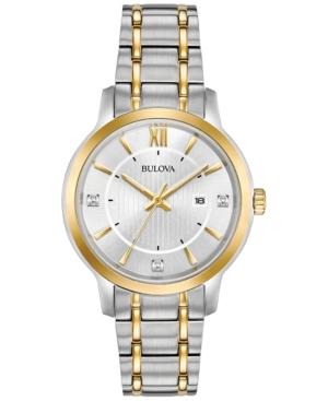 Bulova Women's Diamond Dress Diamond-accent Two-tone Stainless Steel Bracelet Watch 32mm, A Macy's Exclusive Style