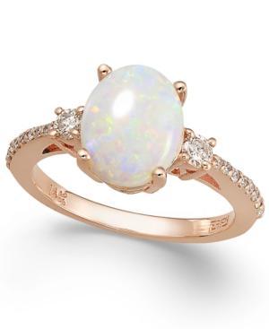 Aurora By Effy Opal (1-3/8 Ct. T.w.) And Diamond (1/4 Ct. T.w.) Oval Ring In 14k Rose Gold