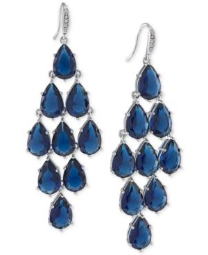 Carolee Silver-tone Blue Stone Chandelier Earrings