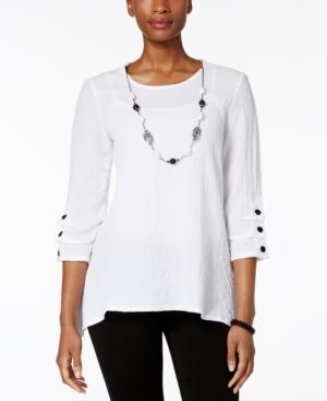Alfred Dunner Petite Lace It Up Handkerchief-hem Top