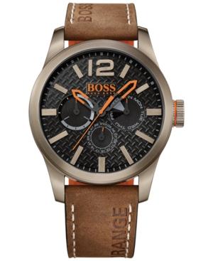 Hugo Boss Men's Chronograph Paris Brown Nubuck Leather Strap Watch 47mm 1513240
