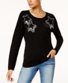 Anna Sui Loves Inc International Concepts Embellished Star Sweater, Created For Macy's