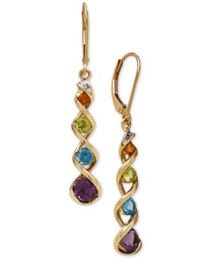 Multi-gemstone (2 Ct. T.w.) And Diamond Accent Drop Earrings In 10k Gold