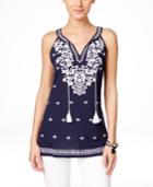 Inc International Concepts Embroidered V-neck Top, Only At Macy's