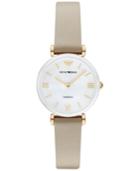 Emporio Armani Women's Gianni T-bar Beige Leather Strap Watch 32mm
