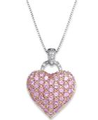 Pink Sapphire (2-1/4 Ct. T.w.) And Diamond Accent Heart Pendant Necklace In Sterling Silver