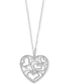 Effy Diamond Openwork Heart Pendant Necklace (1-1/10 Ct. T.w.) In 14k White Gold