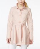 Betsey Johnson Petite Belted Rose-button Trenchcoat