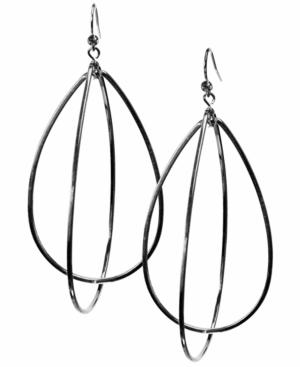 Guess Earrings, Silver-tone Teardrop Hoop