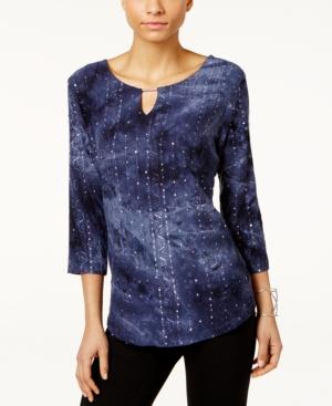 Jm Collection Tie-dyed Embellished Tunic, Created For Macy's