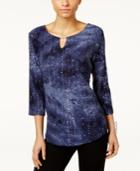 Jm Collection Tie-dyed Embellished Tunic, Created For Macy's