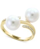 Pearl Lace By Effy Cultured Freshwater Pearl (8mm) And Diamond (1/10 Ct. T.w.) Ring In 14k Gold