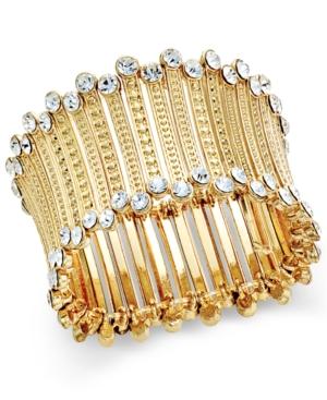 Inc International Concepts Gold-tone Crystal-trim Stretch Cuff Bracelet, Only At Macy's