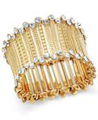 Inc International Concepts Gold-tone Crystal-trim Stretch Cuff Bracelet, Only At Macy's