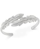 Silver-tone Double Feather Cuff Bracelet