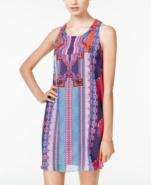 B Darlin Juniors' Printed Knotted-back Shift Dress