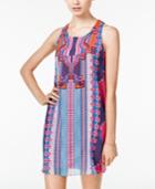 B Darlin Juniors' Printed Knotted-back Shift Dress
