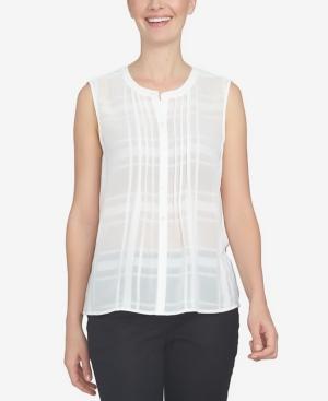 Cece Pintucked Shadow-plaid Blouse