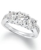 Diamond Ring, 14k White Gold Diamond 3-stone Ring (1-1/2 Ct. T.w.)