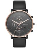 Skagen Men's Hagen World Time Black Leather Strap Watch 42mm Skw6300