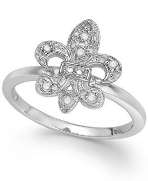 Diamond Fleur De Lis Ring In Sterling Silver (1/10 Ct. T.w.)