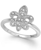 Diamond Fleur De Lis Ring In Sterling Silver (1/10 Ct. T.w.)