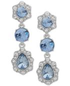 Givenchy Silver-tone Clear & Blue Crystal Triple-drop Earrings