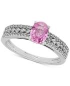 Pink Sapphire (1 Ct. T.w.) & Diamond (1/4 Ct. T.w.) Ring In 10k White Gold