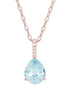 Aquamarine (2-1/10 Ct. T.w.) & Diamond Accent 18 Pendant Necklace In 14k Rose Gold